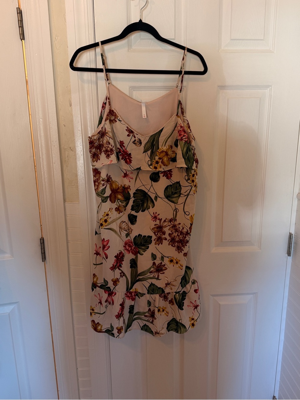 Xhilaration Blush Floral Slip Dress with Green Leaf Print